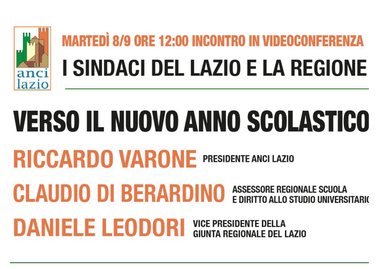 Verso il nuovo anno scolastico, l’incontro tra ANCI Lazio, i sindaci e la Regione