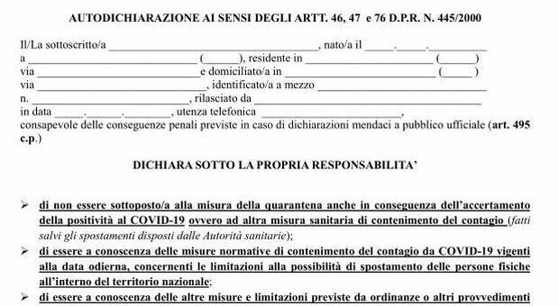 Autocertificazione Regione Lazio, ecco il modulo